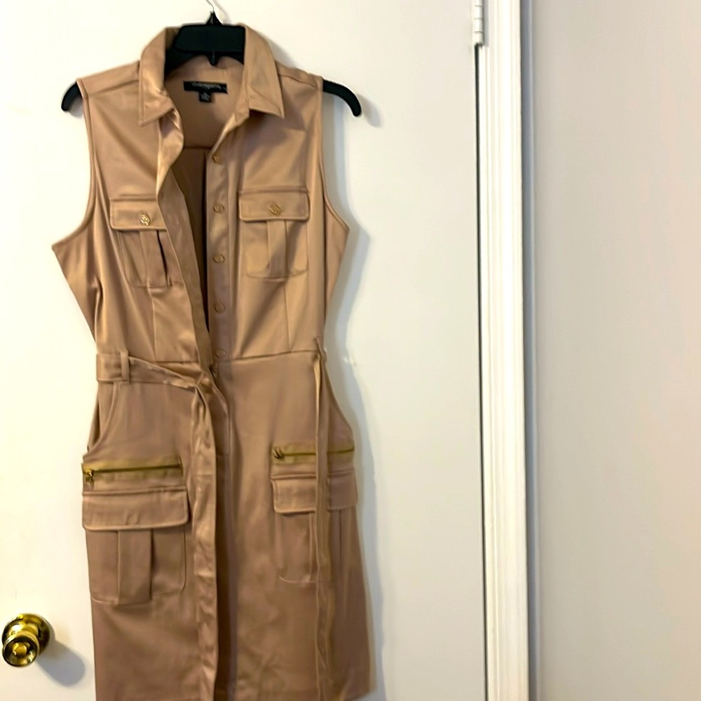 Sharagano Tan Shirt Dress Size 10